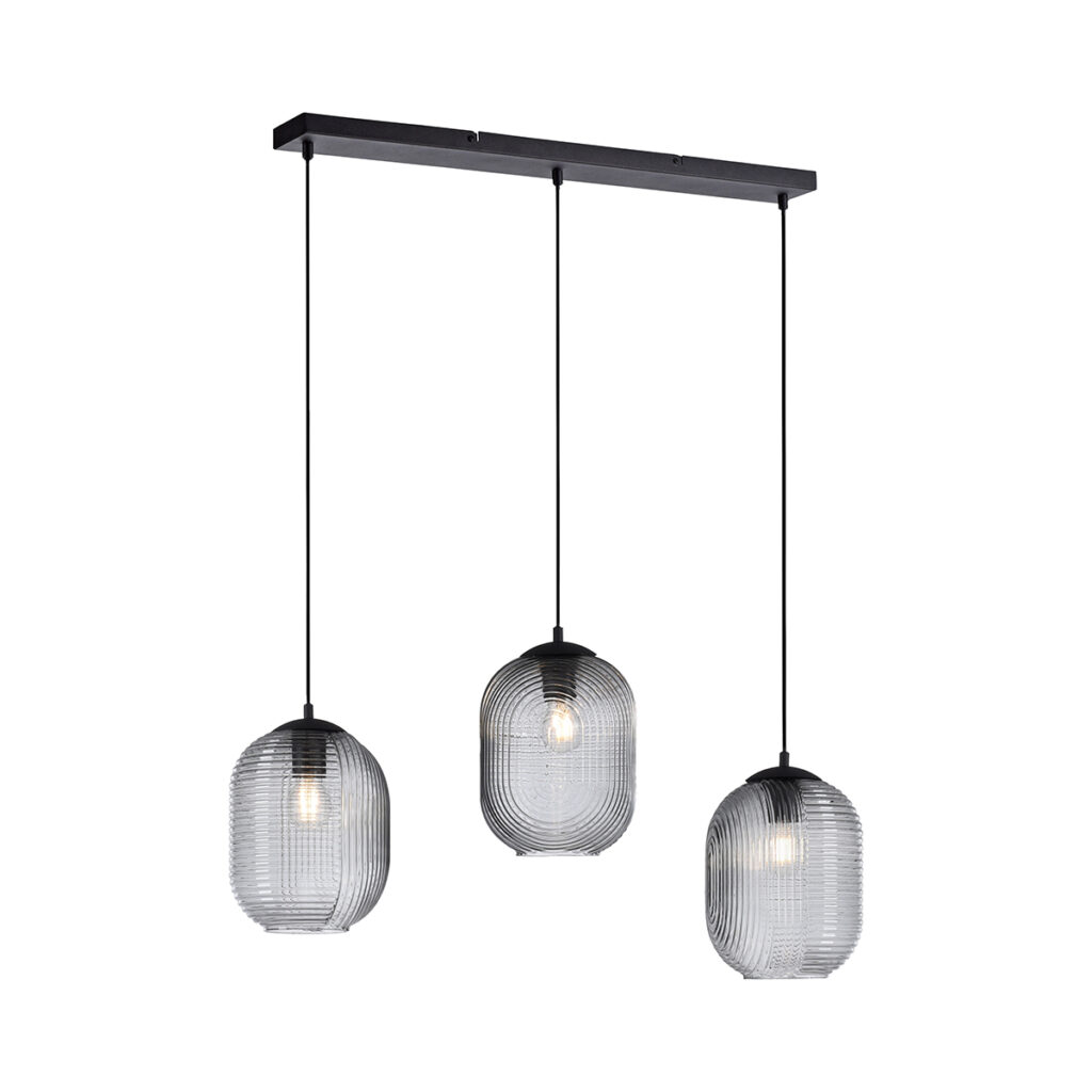 hanglampen Art Deco hanglamp zwart met smoke glas Chris GlasStaal Grijs Hanglamp voelt zich helemaal thuis in een interieur. De lamp is gemaakt van en afgewerkt