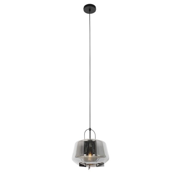 Art deco hanglamp zwart met smoke glas 30 cm - Kevin - Afbeelding 2