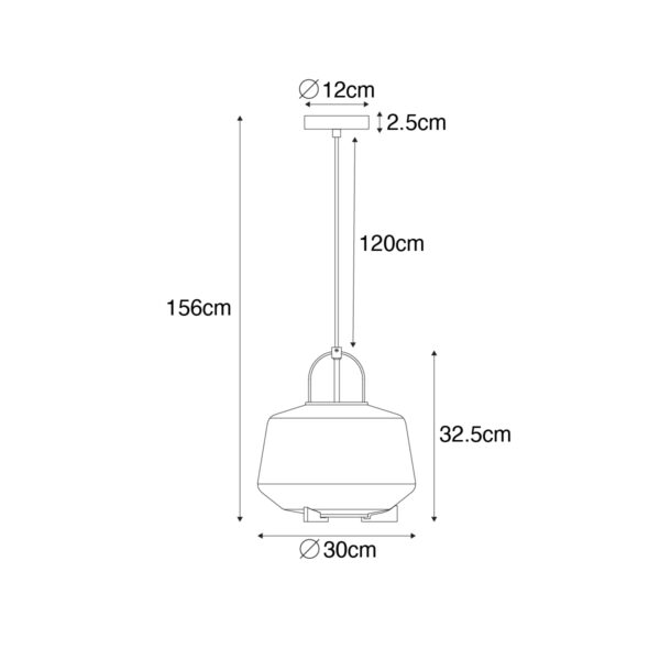 Art deco hanglamp zwart met smoke glas 30 cm - Kevin - Afbeelding 3