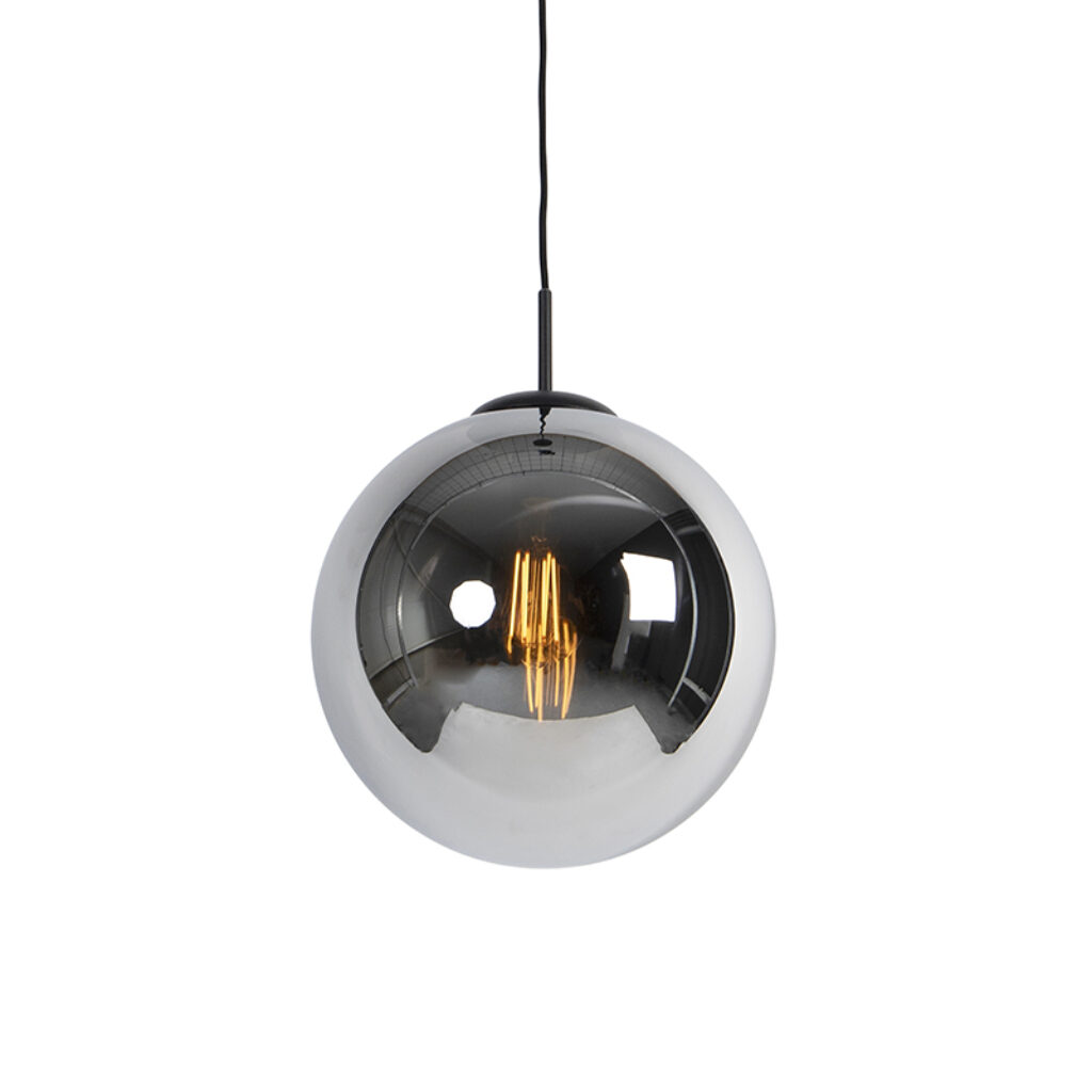 hanglampen Art deco hanglamp zwart met smoke glas Pallon GlasStaal Zilver Fantastisch vormgegeven een echt Deco ontwerp zal erg sierlijk en sfeervol effect in