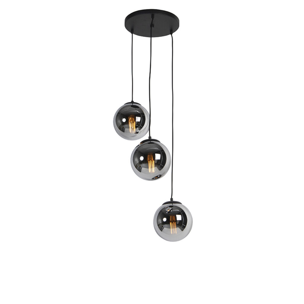 hanglampen Art deco hanglamp zwart met smoke glas Pallon GlasStaal Zilver Ben jij op zoek naar een echte in Dan kan deze het de perfecte match Het geeft echt