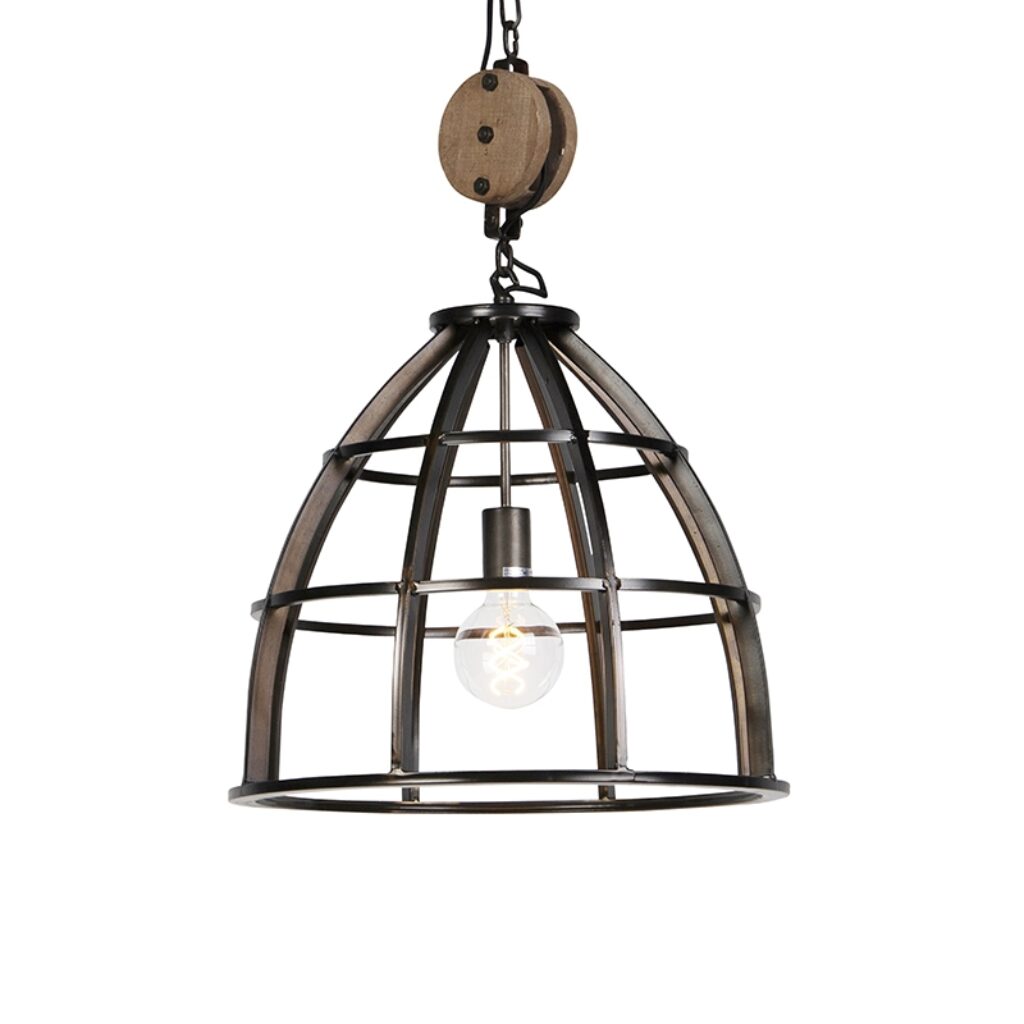 hanglampen Arthur ronde hanglamp zwart staal 47 cm HoutStaal Zwart Een prachtige van Deze is een plaatje om te zien. Hij hoort volledig thuis in industrieel of