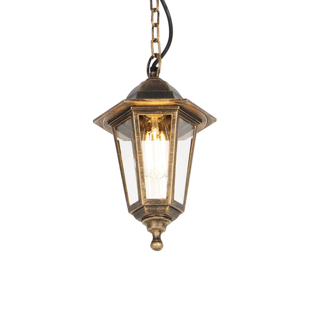 hanglampen buiten Buiten hanglamp antiek goud IP44 New Haven GlasKunststof Deze buitenlamp een romantische sfeer doorheen je tuin of bij het Hij is mooi