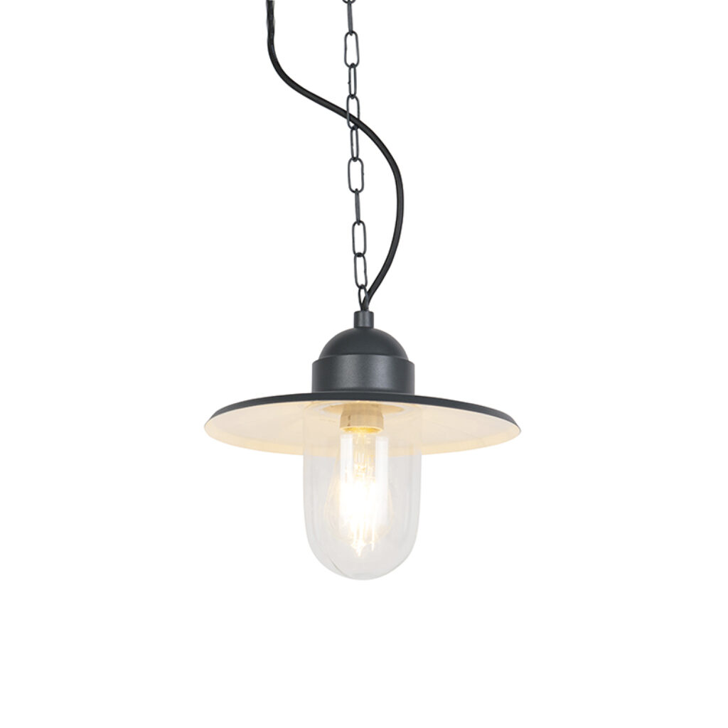 hanglampen buiten Landelijke hanglamp donkergrijs IP44 Kansas grafiet GlasMetaal Donkergrijs De is mat afgewerkt in het donker grijs en een witte binnenkant van
