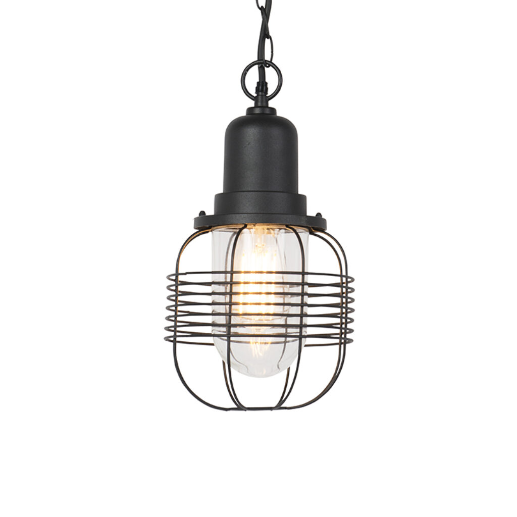 hanglampen buiten Landelijke hanglamp zwart IP44 Guardado AluminiumGlas Zwart Wat een stoere is geen alledaagse en dat maakt hem juist zo leuk. De zwarte