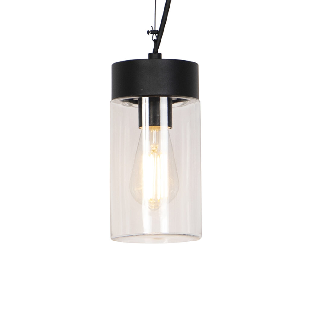 hanglampen buiten Moderne hanglamp zwart IP44 Jarra GlasRoestvrij staal Zwart Een moderne tijdloze hanglamp. Je terras krijgt er een elegante lamp bij. Ook kan