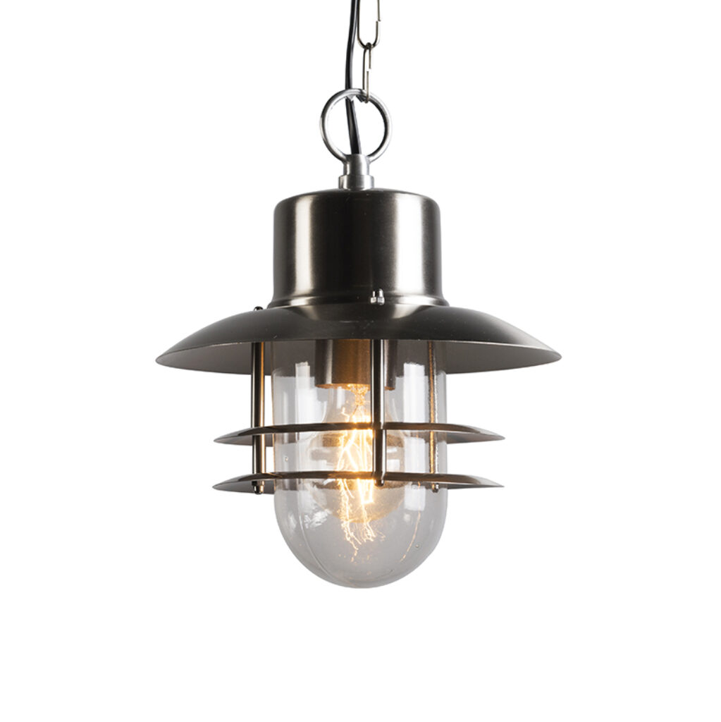 hanglampen buiten Retro hanglamp staal Shell GlasRoestvrij Staal go vintage met onze Een decoratieve en sfeervolle metalen lamellen wat hem een industrieel