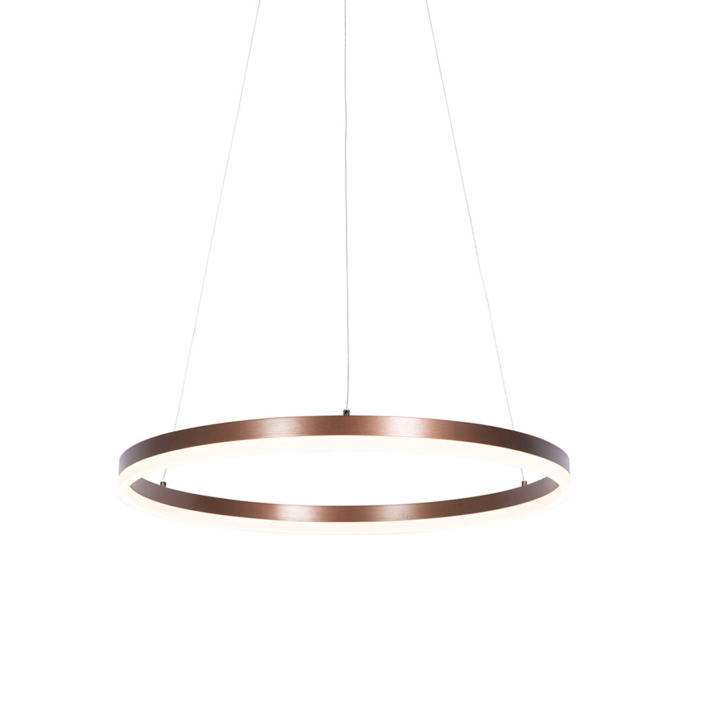 hanglampen Design hanglamp brons 60 cm incl. LED dimbaar Anello AluminiumKunststof Brons Een strakke en moderne is deze Anello. De bovenkant van de ring