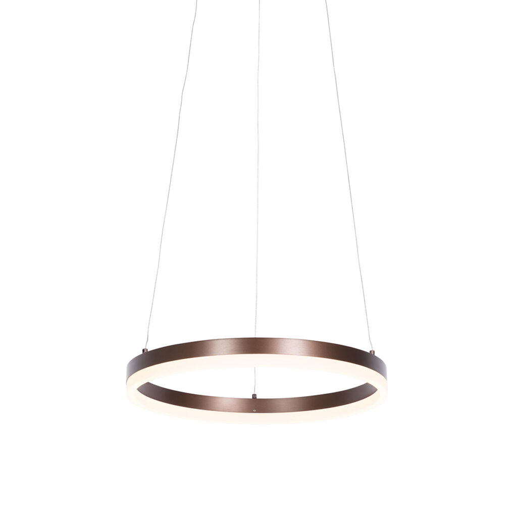 hanglampen Design hanglamp brons 40 cm incl. LED dimbaar Anello AluminiumKunststof Brons Een strakke en moderne is deze Anello. De bovenkant van de ring