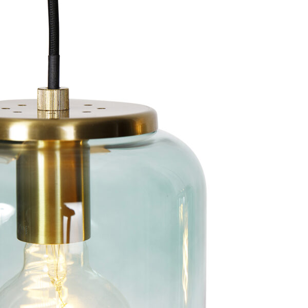 Design hanglamp goud met groen glas 3-lichts - Bliss - Afbeelding 2