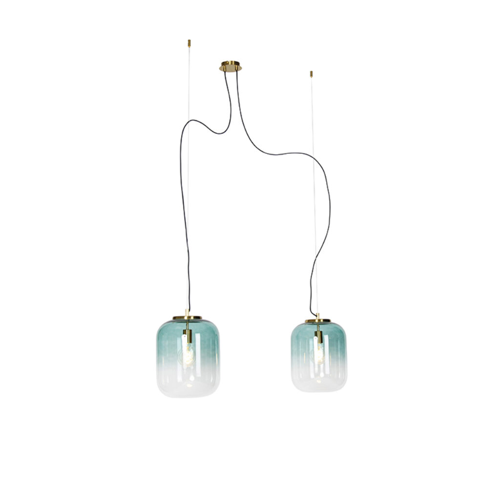 hanglampen Design hanglamp goud met groen glas Bliss GlasStaal Groen Haal een echte eyecatcher in huis onze hanglamp. Deze lamp is gemaakt van staal glazen kap
