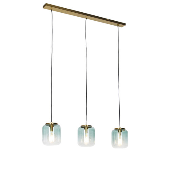 hanglampen Design hanglamp goud met groen glas Bliss GlasStaal Groen Haal een echte eyecatcher in huis onze hanglamp. Deze lamp is gemaakt van staal glazen kap