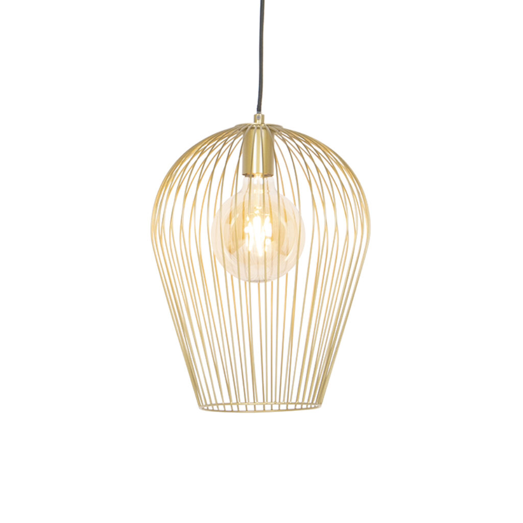 hanglampen Design hanglamp goud Wire Ario Staal Kies voor een vleugje elegantie met deze Mooi afgewerkt gouden open kap. Hierdoor is de lichtbron mooi zichtbaar