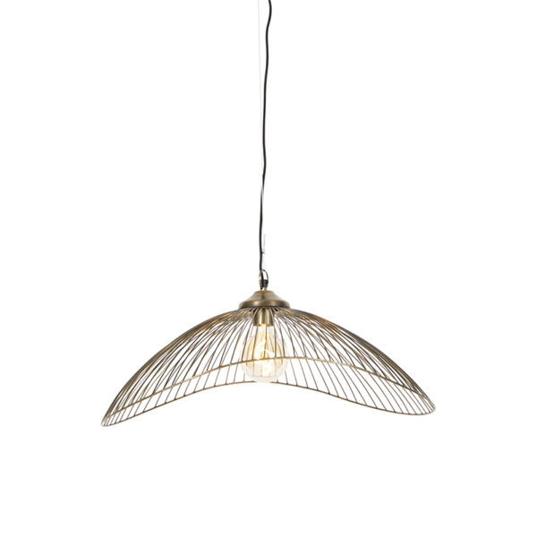 hanglampen Design hanglamp messing 64 cm Pia Staal Deze steelt de show bij elk diner. Een prachtige blikvanger dankzij zijn kleur en open lampenkap. Perfect