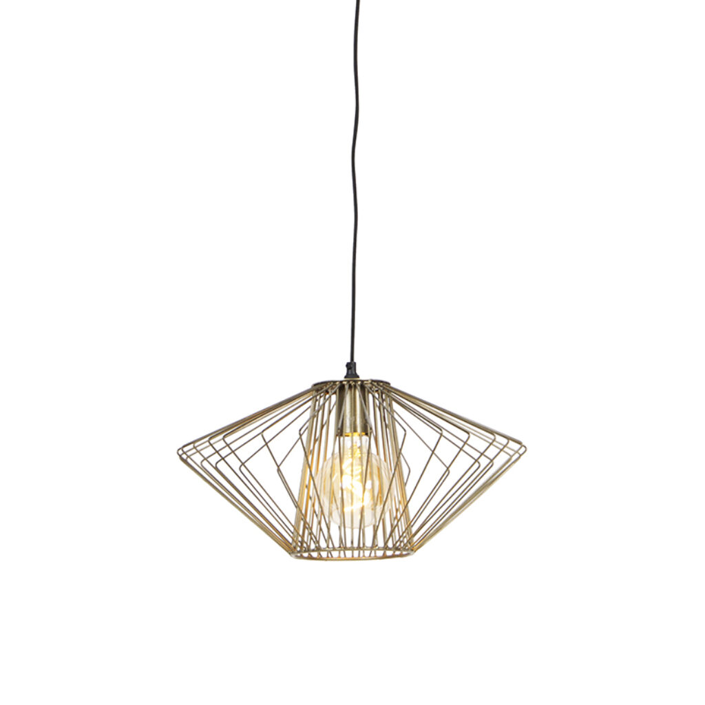 hanglampen Design hanglamp messing Stiel Staal is echt een uniek exemplaar. De gouden kap met spijlen zorgen ervoor dat deze lamp echte blikvanger in je