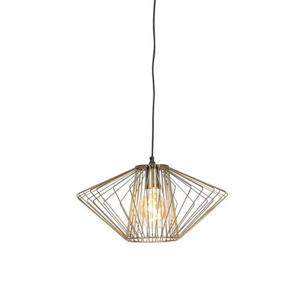 hanglampen Design hanglamp messing Stiel Staal is echt een uniek exemplaar. De gouden kap met spijlen zorgen ervoor dat deze lamp echte blikvanger in je