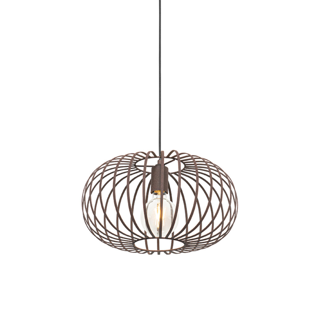 hanglampen Design hanglamp roestbruin Johanna Staal Roestbruin Een tijdloze afgewerkt in een roestbruine kleur en open lampenkap. De kap zorgt voor gezellig