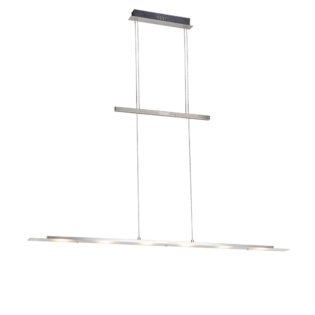 hanglampen Design hanglamp staal incl. LED Platina AluminiumStaalGlas Staal Zeer strakke moderne in een combinatie van met glaswerk en zes zeer sterke niet