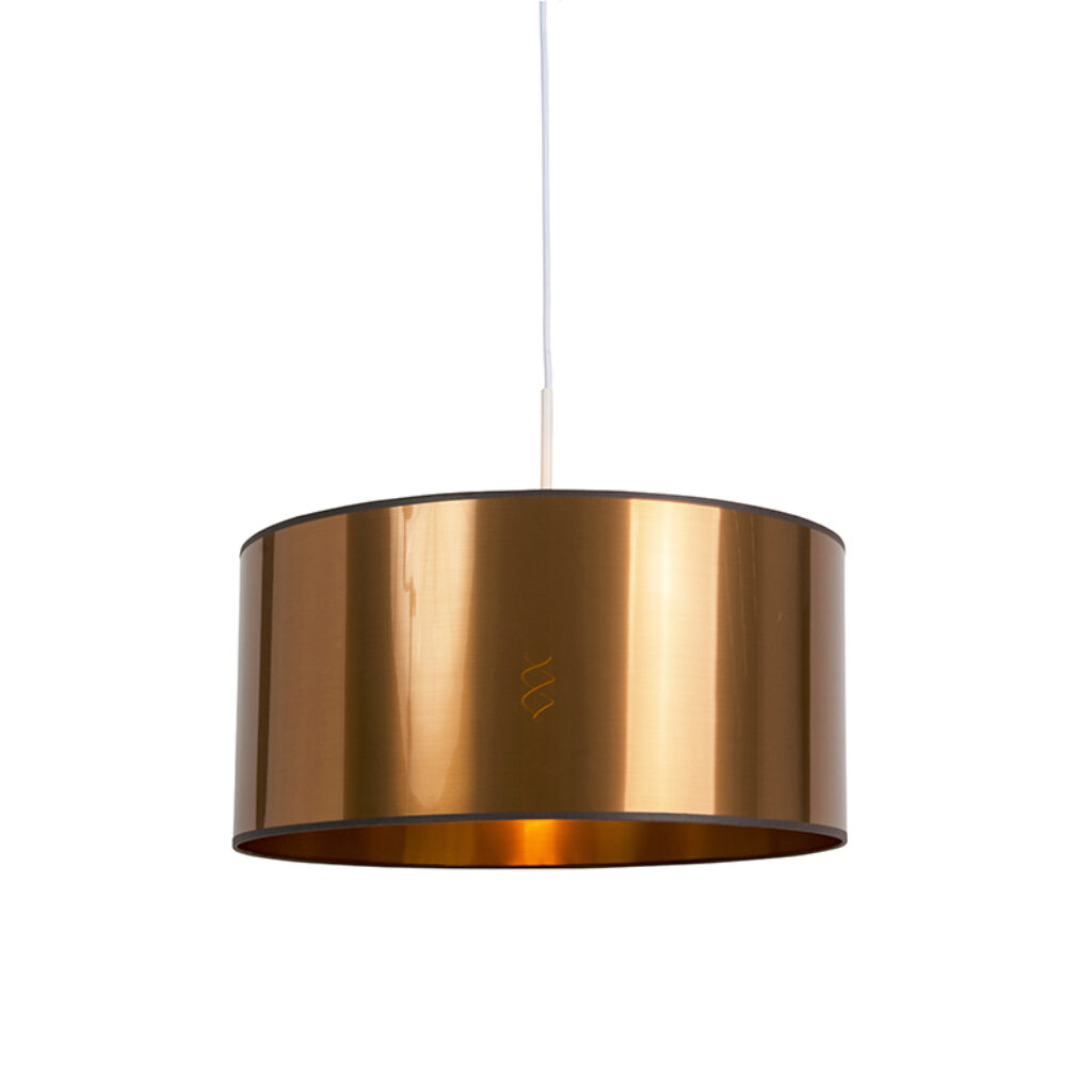 hanglampen Design hanglamp wit met koper kap 50 cm Combi 1 KunststofMetaalStaalStof Koper Eenvoudige en stijlvolle in een koperkleurige kap. De zorgt voor