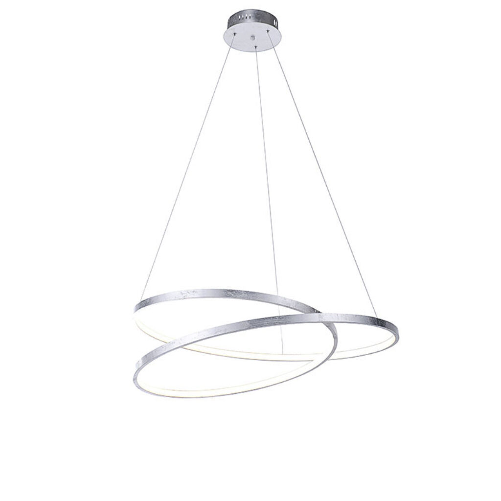 hanglampen Design hanglamp zilver 72 cm incl. LED dimbaar Rowan KunststofStaal Zilver Een echt design stuk in huis met onze Rowan. De combinatie van de zilveren
