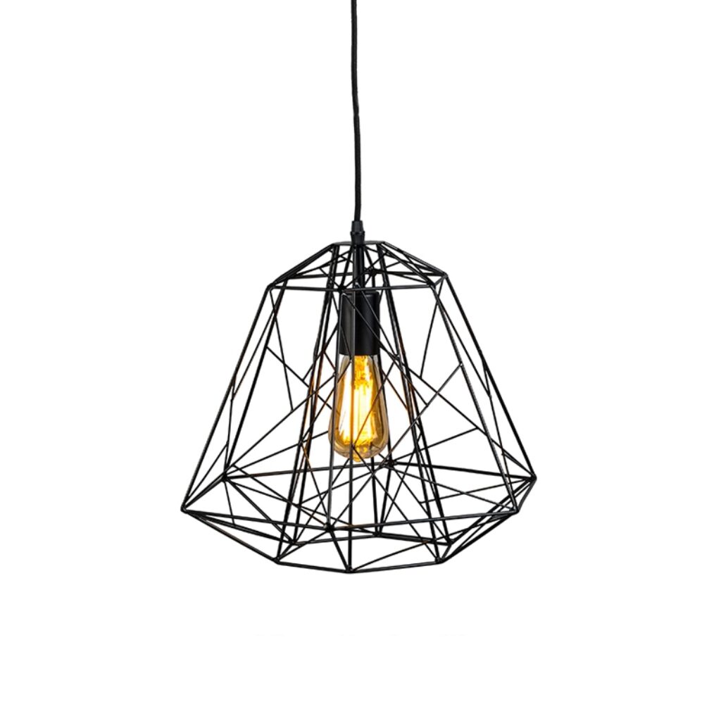 hanglampen Design hanglamp zwart Framework Staal Zwart van enkel een frame gemaakt dun metaal draad in gelakt. Door de minimalistische vormgeving is lichtbron