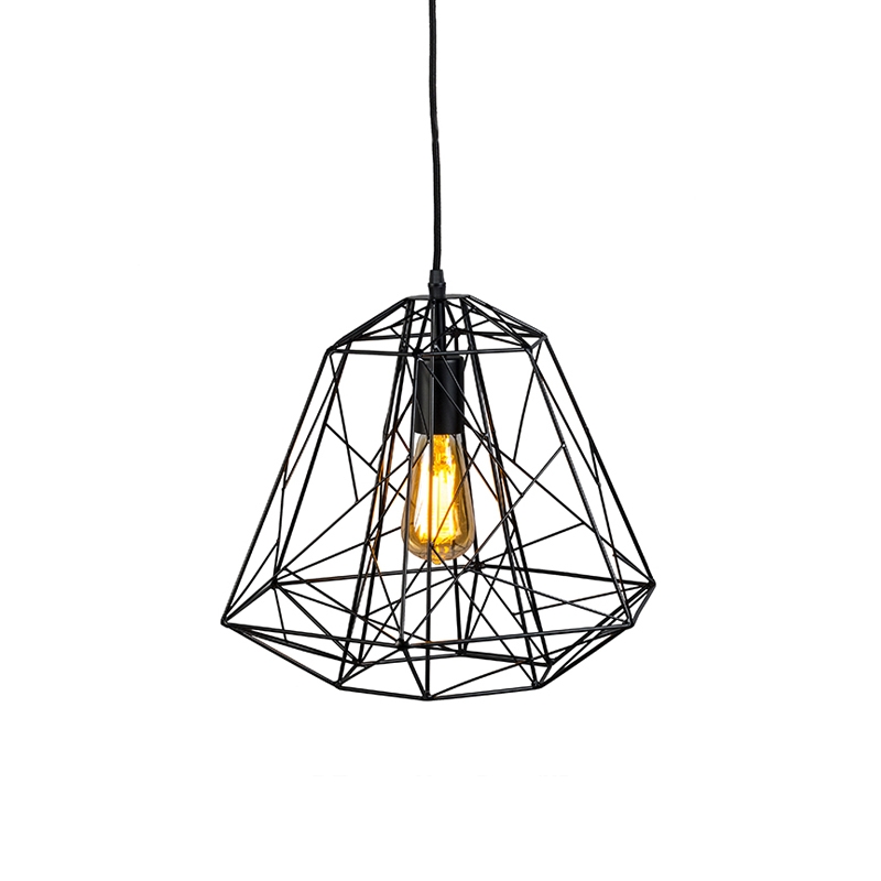 hanglampen Design hanglamp zwart Framework Staal Zwart van enkel een frame gemaakt dun metaal draad in gelakt. Door de minimalistische vormgeving is lichtbron