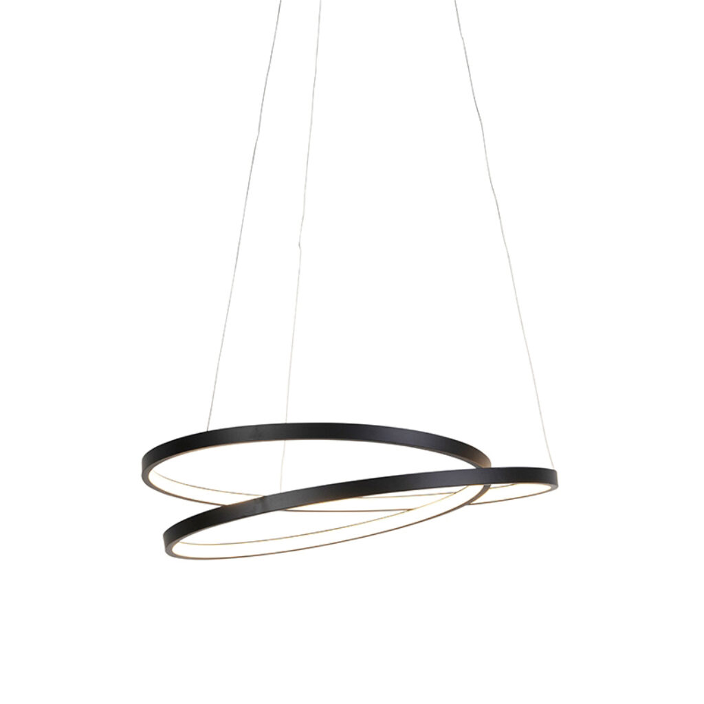 hanglampen Design hanglamp zwart 55cm incl. LED dimbaar Rowan Kunststof Zwart Voor iemand die houdt van echt design is de een prachtig voorbeeld. De combinatie