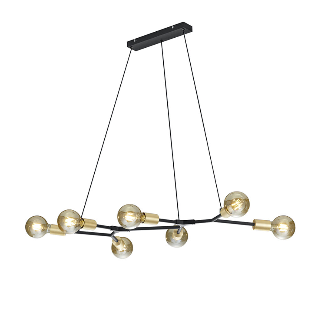 hanglampen Design hanglamp zwart met goud Dirk Staal Zwart is een die vooral indruk maakt zijn bijzondere 7 lampenarmen zich verdelen waardoor je mooi verspreid