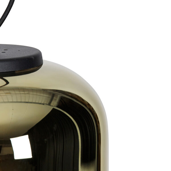 Design hanglamp zwart met goud glas 2-lichts - Bliss - Afbeelding 2