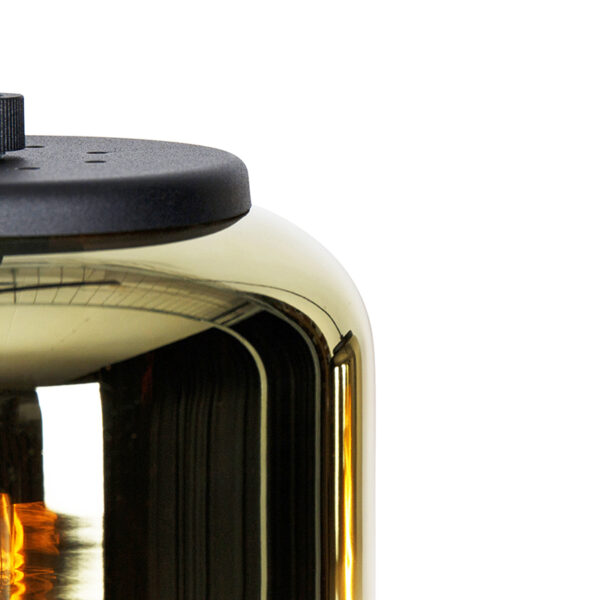 Design hanglamp zwart met goud glas 3-lichts - Bliss - Afbeelding 2