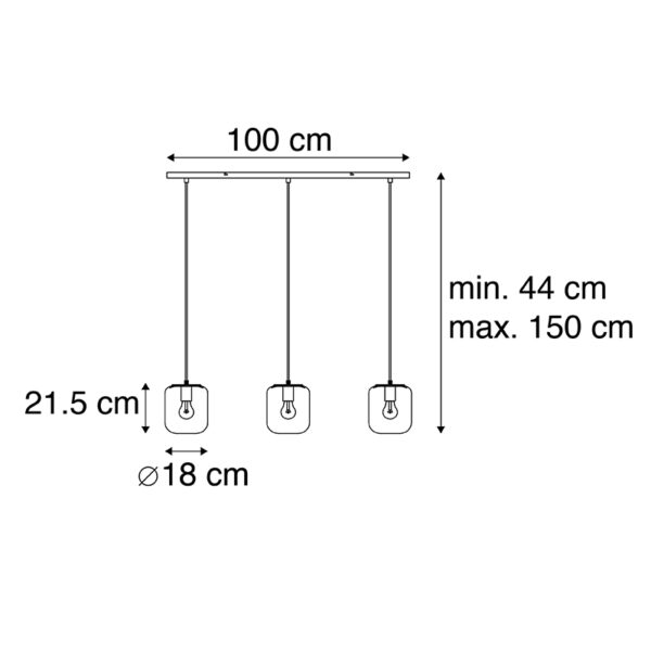 Design hanglamp zwart met goud glas 3-lichts - Bliss - Afbeelding 3