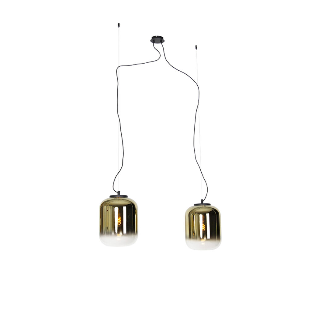 hanglampen Design hanglamp zwart met goud glas Bliss GlasStaal Haal een echte eyecatcher in huis deze Deze design is gemaakt van staal wat zorgt voor prachtig