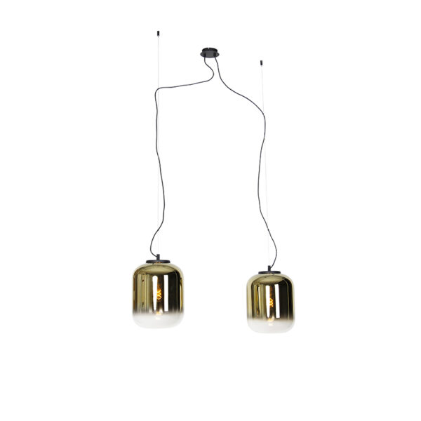 hanglampen Design hanglamp zwart met goud glas Bliss GlasStaal Haal een echte eyecatcher in huis deze Deze design is gemaakt van staal wat zorgt voor prachtig