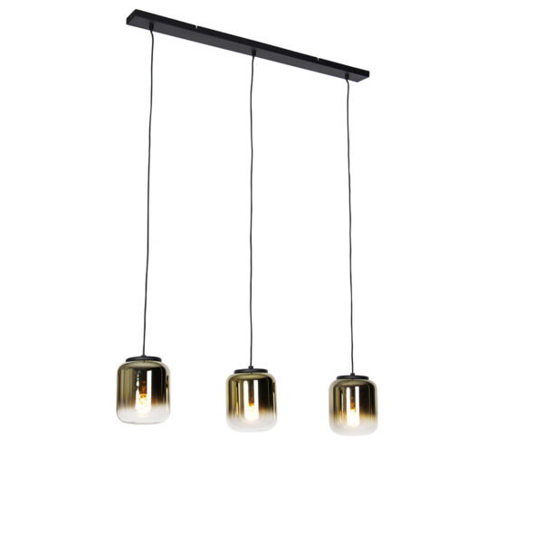 hanglampen Design hanglamp zwart met goud glas Bliss GlasStaal Geef jouw woning een boost deze prachtige Bliss. De gouden lampenkappen zijn gemaakt van en