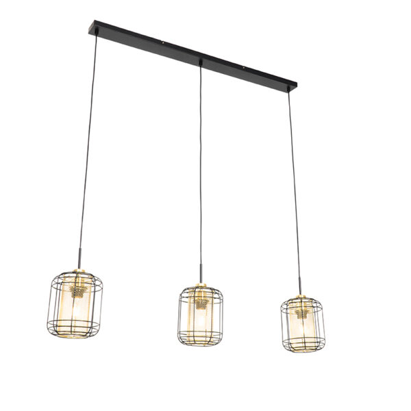 hanglampen Design hanglamp zwart met goud langwerpig Gaze Staal Zwart Ben je op zoek naar een echte eyecatcher voor in woonkamer of Dan is wat Deze design heeft