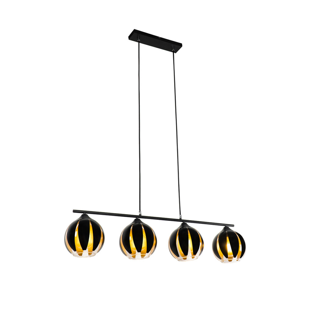 hanglampen Design hanglamp zwart met goud Melone StaalGlas Zwart Hanglamp boven je eettafel of kookeiland maakt interieur zeker niet Sterker deze zorgt voor