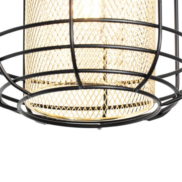 Design hanglamp zwart met goud rond 3-lichts - Gaze - Afbeelding 2