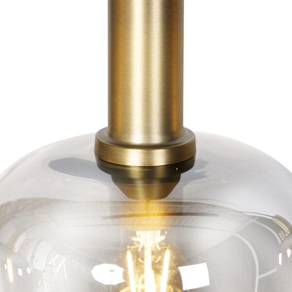 Design hanglamp zwart met goud en smoke glas 4-lichts - Zuzanna - Afbeelding 2