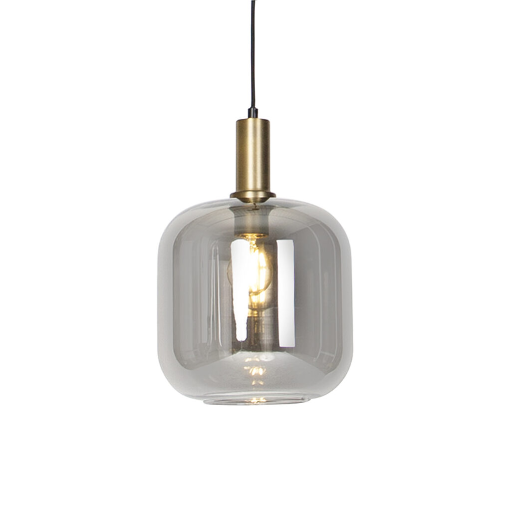 hanglampen Design hanglamp zwart met goud en smoke glas Zuzanna GlasStaal Ben je op zoek naar een mooie voor in de woonkamer eetkamer of Dan is wat zoekt.