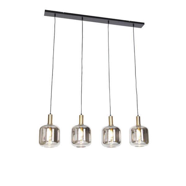 hanglampen Design hanglamp zwart met goud en smoke glas Zuzanna GlasStaal Wauw is een echte eyecatcher voor in je De lampenkappen hebben prachtig organisch