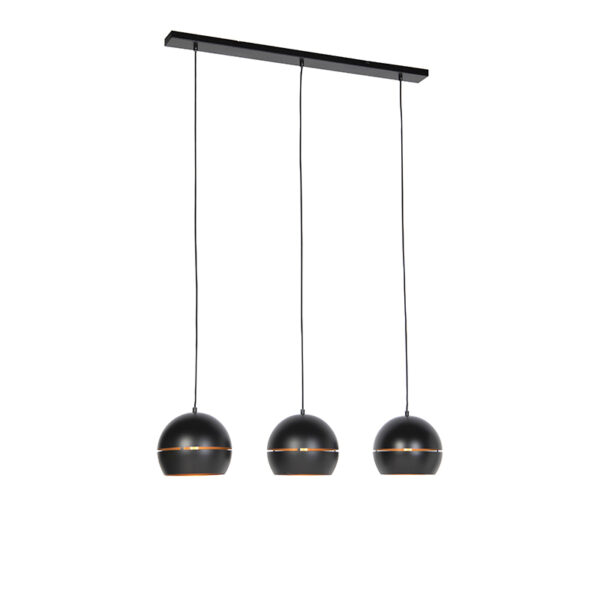 Design hanglamp zwart met gouden binnenkant 3-lichts - Buell - Afbeelding 2