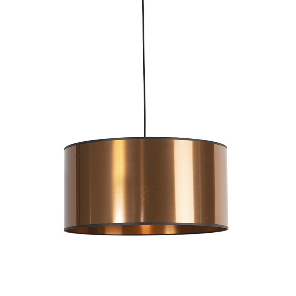 hanglampen Design hanglamp zwart met koperen kap 50 cm Pendel Kunststof Koper Wanneer je op zoek bent naar een pendel lamp voor huiskamer of slaapkamer dan is