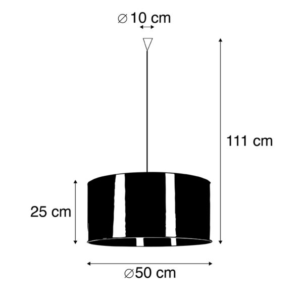 Design hanglamp zwart met koperen kap 50 cm - Pendel - Afbeelding 3
