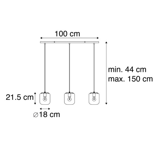 Design hanglamp zwart met smoke glas 3-lichts - Bliss - Afbeelding 3