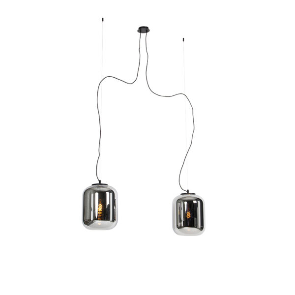 hanglampen Design hanglamp zwart met smoke glas Bliss GlasStaal Zwart is een ware toevoeging aan je interieur. Met de kappen steel echt show. De hebben namelijk