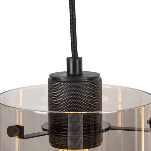 Design hanglamp zwart met smoke glas 4-lichts - Dome - Afbeelding 2