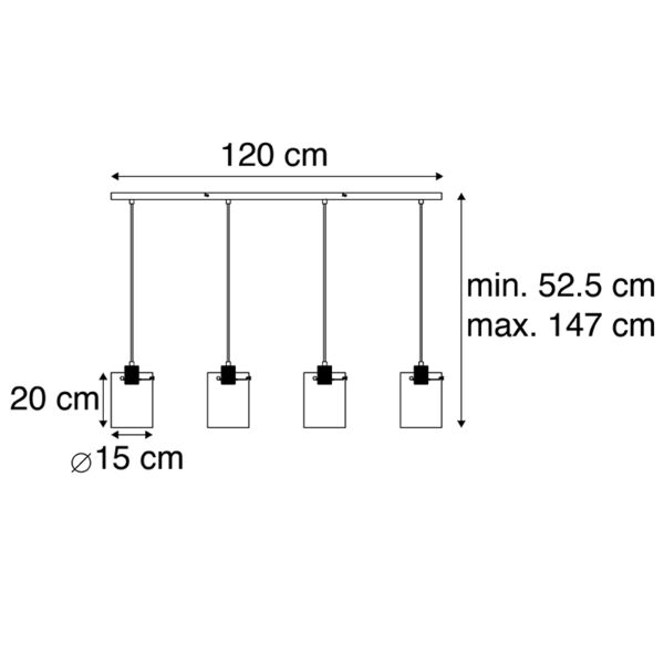 Design hanglamp zwart met smoke glas 4-lichts - Dome - Afbeelding 3