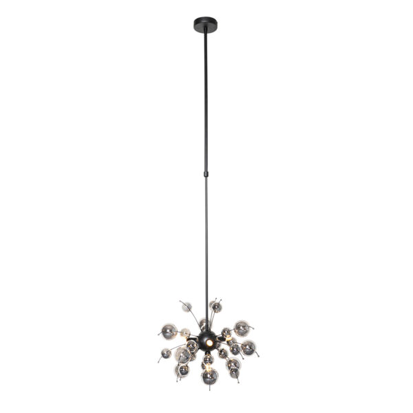 Design hanglamp zwart met smoke glas 4-lichts - Explode - Afbeelding 2
