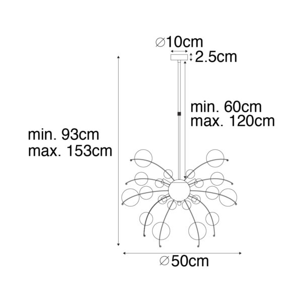 Design hanglamp zwart met smoke glas 8-lichts - Explode - Afbeelding 3