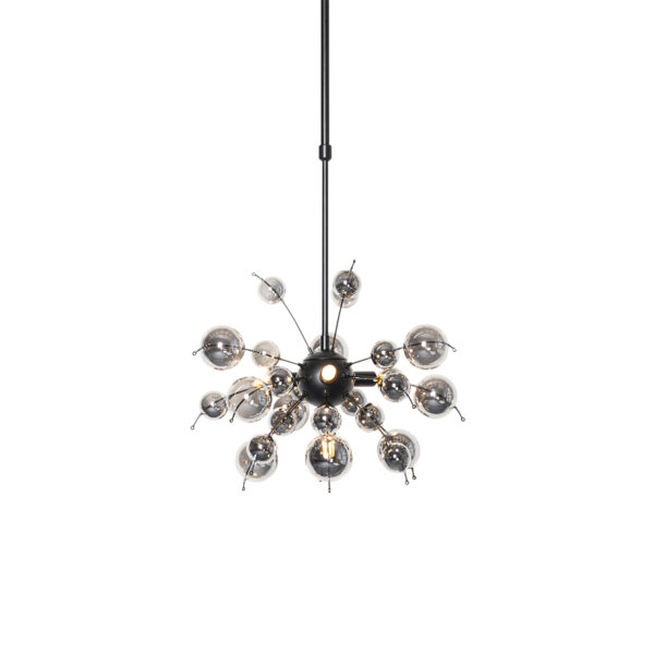 hanglampen Design hanglamp zwart met smoke glas Explode GlasStaal Zwart Met haal je een uniek exemplaar in huis. Zoals de naam al doet vermoeden geeft lamp het